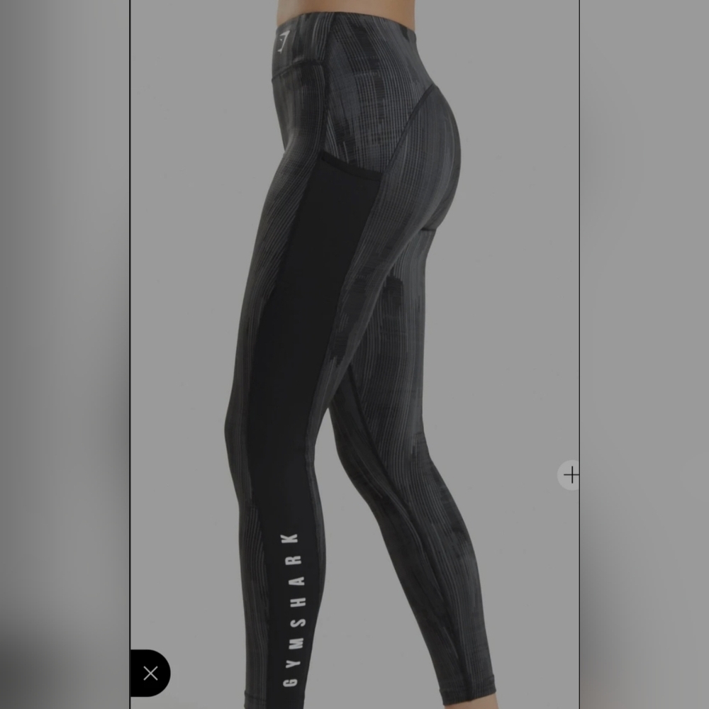 Gymshark Black Patterned Activeware Leggings Size… - image 1